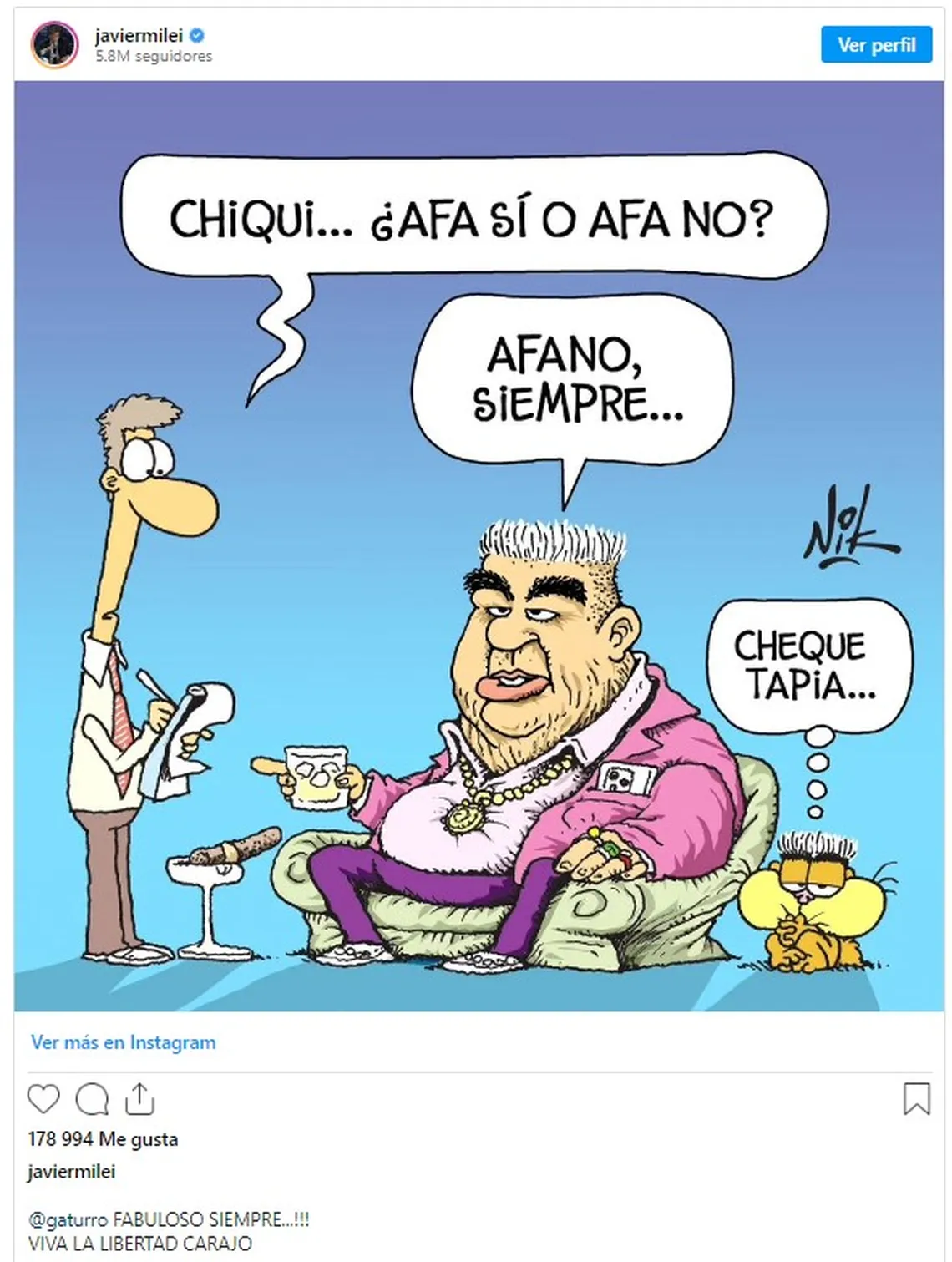 Guerra total: Milei le tira dardos venenosos al Chiqui Tapia por las redes