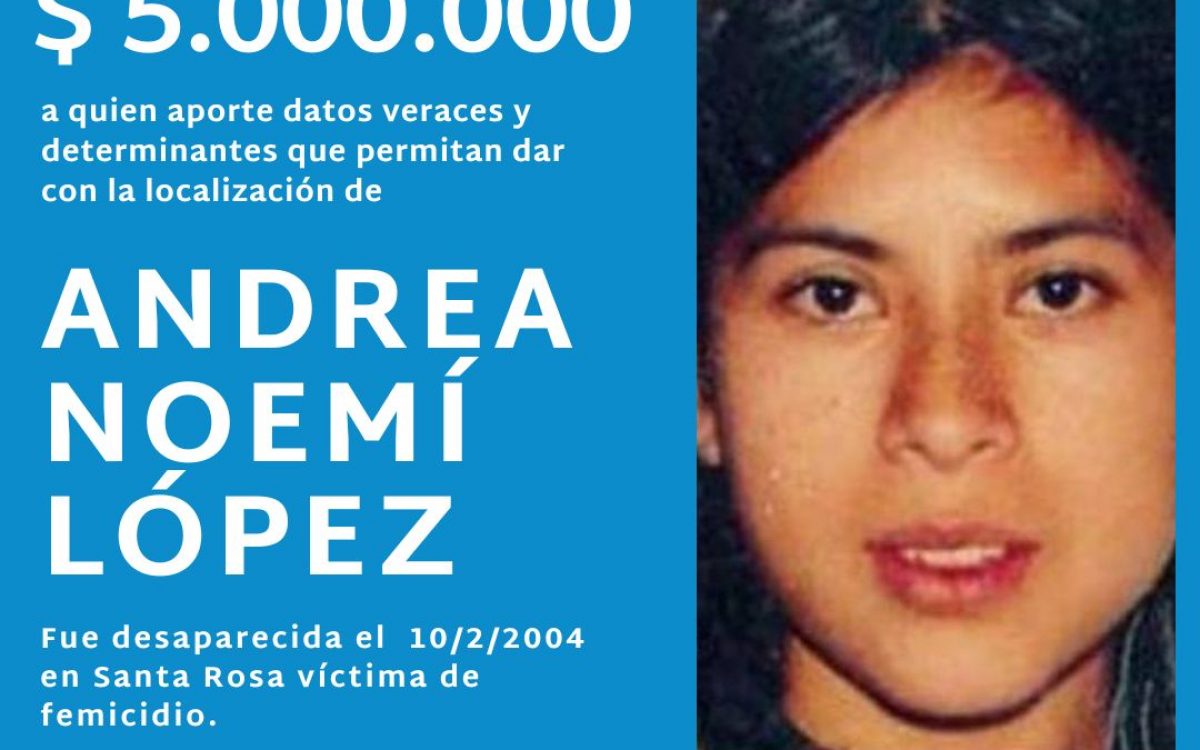Aumentaron a 5 millones de pesos la recompensa por datos sobre Andrea López