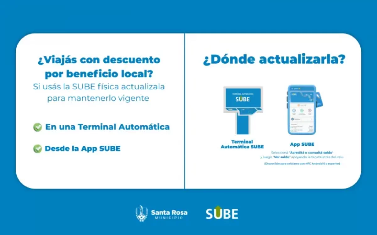 La municipalidad pide que usuarios actualicen la SUBE